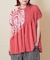 32/-天竺 ロゴプリント シャーリング フレンチスリーブ Tシャツ