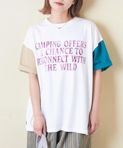 21/-OE天竺 汗染み防止 加工 ロゴプリント Tシャツ