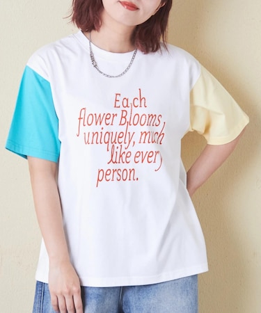 21/-シルケット風天竺 接触冷感 ロゴプリント Tシャツ