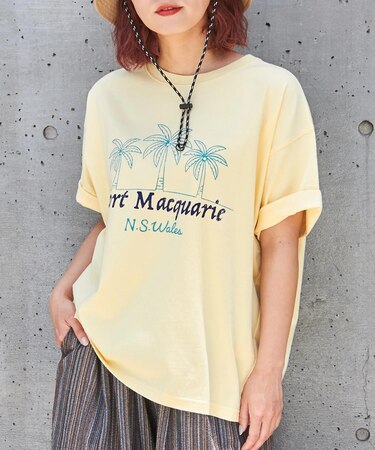21/-シルケット風天竺 接触冷感 裾タック Tシャツ