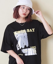 21/-OE天竺 箔プリント ロゴ Tシャツ