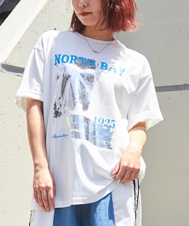 21/-OE天竺 箔プリント ロゴ Tシャツ