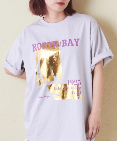 21/-OE天竺 箔プリント ロゴ Tシャツ