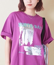 21/-OE天竺 箔プリント ロゴ Tシャツ