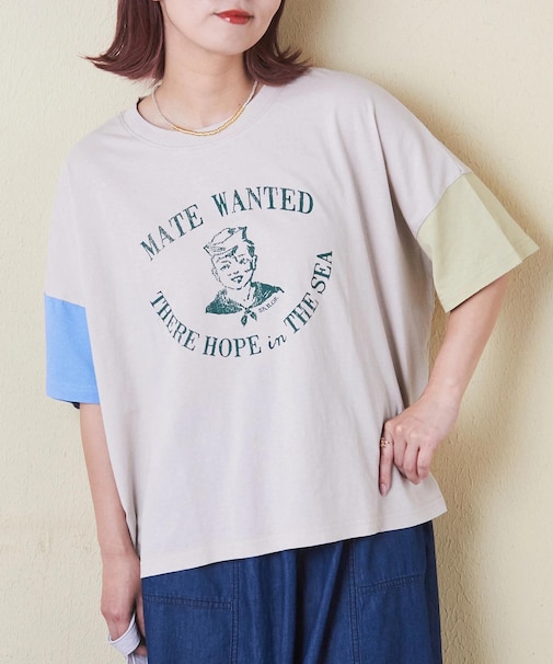 32/-天竺 前後 プリント Tシャツ