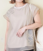 32/-天竺 シアー レイヤード Tシャツ