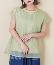 32/-天竺 シアー レイヤード Tシャツ