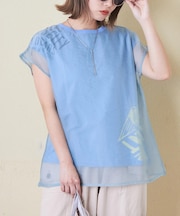 32/-天竺 シアー レイヤード Tシャツ