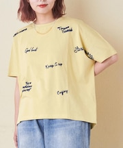 21/-OE天竺 ランダム ロゴ 刺繍 Tシャツ