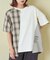 先染め チェック 切替 ラグラン Tシャツ