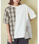 先染め チェック 切替 ラグラン Tシャツ