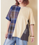 先染め チェック 切替 ラグラン Tシャツ