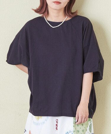 無地 キャンブリック バルーンスリーブ プルオーバー ブラウス