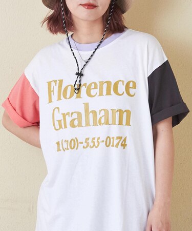 32/-OE天竺 ロゴ プリント Tシャツ