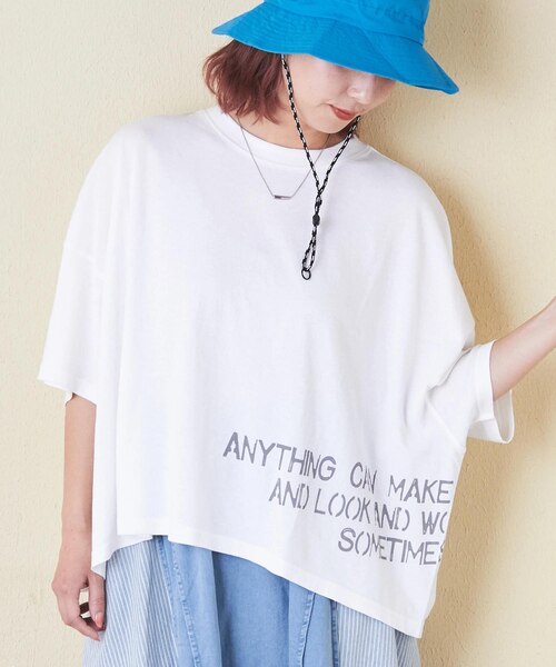 32/-OE天竺 裾プリント Tシャツ｜キューブシュガーの通販｜&mall