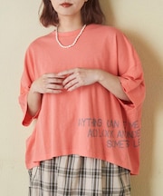 32/-OE天竺 裾プリント Tシャツ