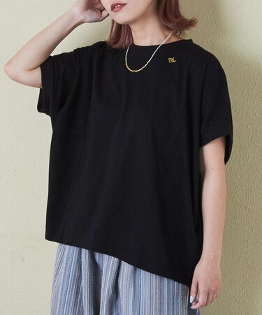 21/-シルケット風天竺 接触冷感 切替 ドルマン Tシャツ