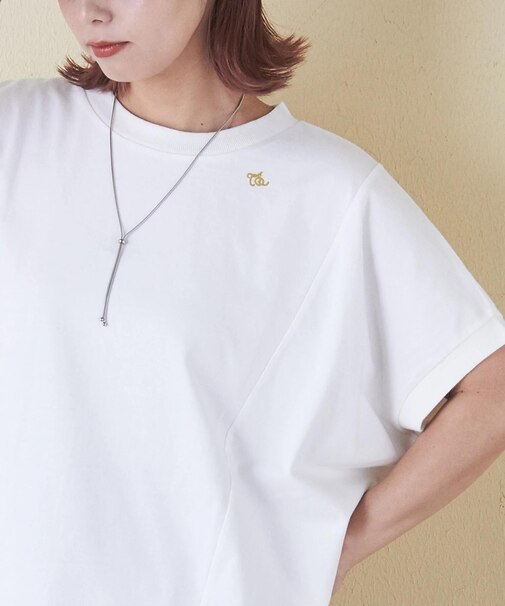 21/-シルケット風天竺 接触冷感 切替 ドルマン Tシャツ