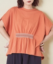 21/-OE天竺 スモッキング 刺繍 プルオーバー
