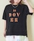 26/-天竺 パウダー加工 裾レイヤード ロゴ Tシャツ