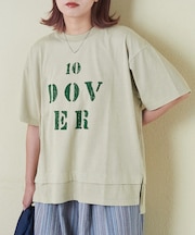 26/-天竺 パウダー加工 裾レイヤード ロゴ Tシャツ