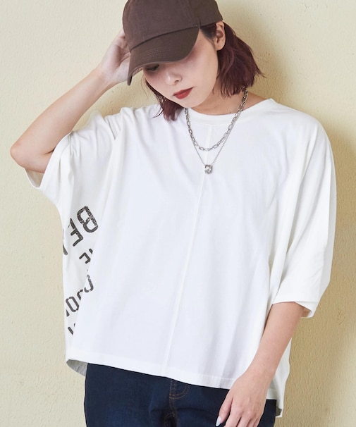 26/-天竺 パウダー加工 2WAY スリーブ Tシャツ
