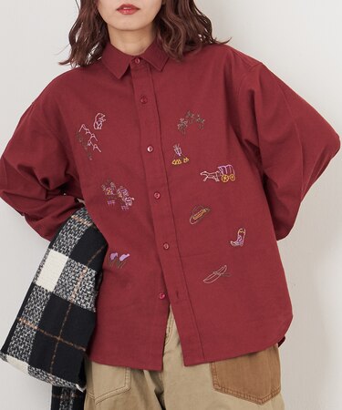 インド 起毛 シーチング 刺繍 ビッグシャツ