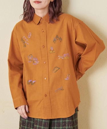 インド 起毛 シーチング 刺繍 ビッグシャツ