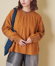 インド 起毛 シーチング 刺繍 プルオーバー ブラウス