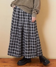 起毛 チェック ロング スカート