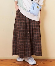起毛 チェック ロング スカート