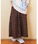 起毛 チェック ロング スカート