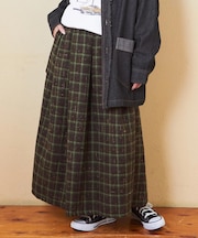起毛 チェック ロング スカート