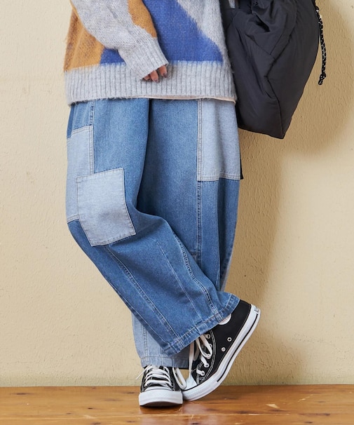 10.5オンス デニム リメイク風 コクーンパンツ