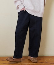 裏起毛 ストレッチ ツイル センター切替 ワイドパンツ