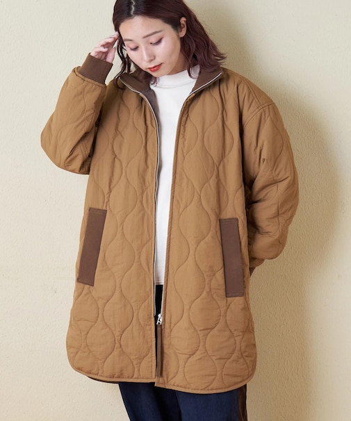 中綿 キルト バックプリント ビッグ ブルゾン