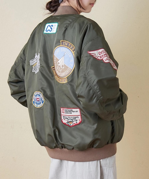 中綿 ナイロン ワッペン 刺繍 MA-1