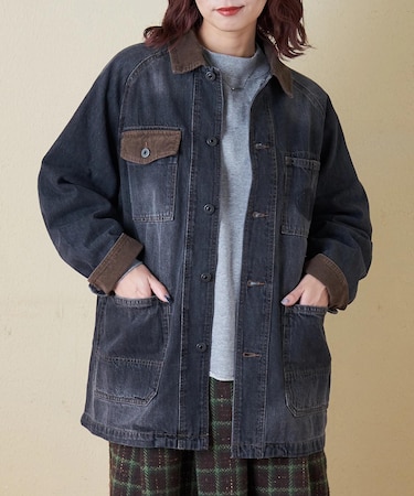 8オンス デニム × コーディロイ カバーオール