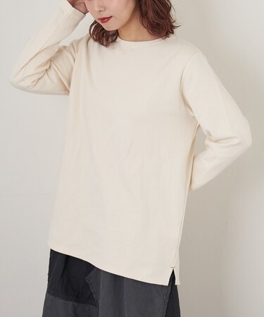 裏起毛 スムース 長袖 クルーネック インナー