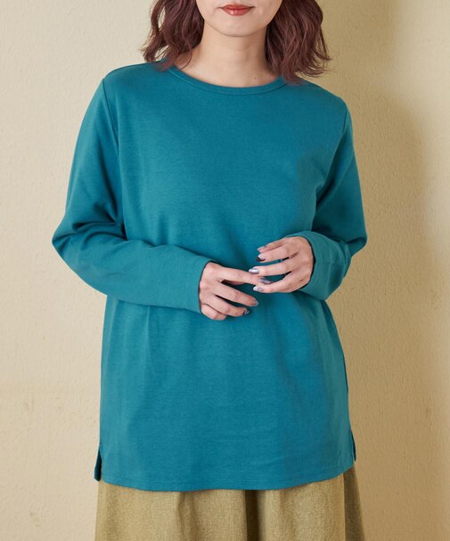 裏起毛 スムース 長袖 クルーネック インナー