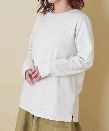 裏起毛 スムース 長袖 クルーネック インナー