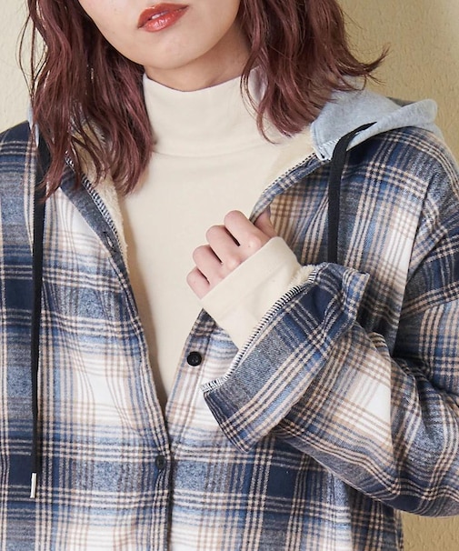 裏起毛 スムース 長袖 ハイネック インナー