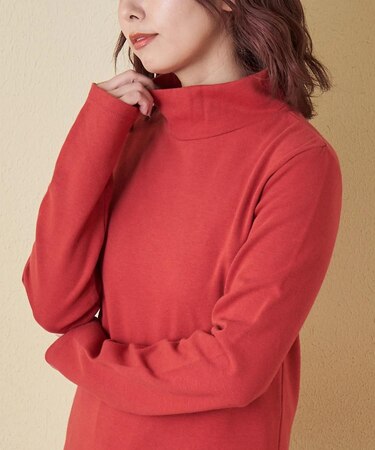 裏起毛 スムース 長袖 ハイネック インナー