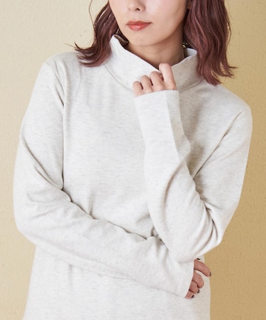 裏起毛 スムース 長袖 ハイネック インナー