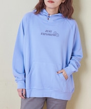 ボタンあき フード スウェット パーカー