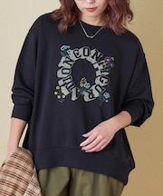 プリント × 刺繍 プルオーバー スウェット