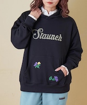 プリント × 刺繍 スウェット プルオーバー パーカー