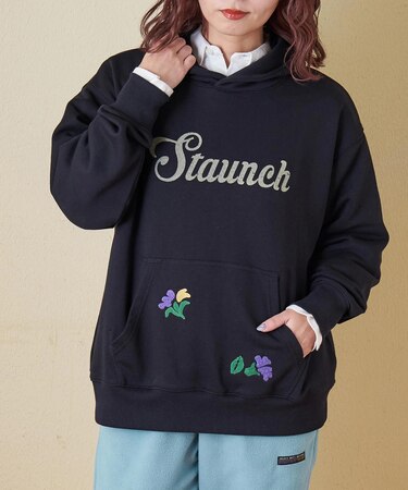 プリント × 刺繍 スウェット プルオーバー パーカー