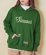 プリント × 刺繍 スウェット プルオーバー パーカー