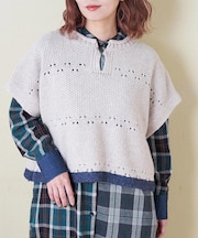 9/2アンティーク ニット ポンチョ ベスト